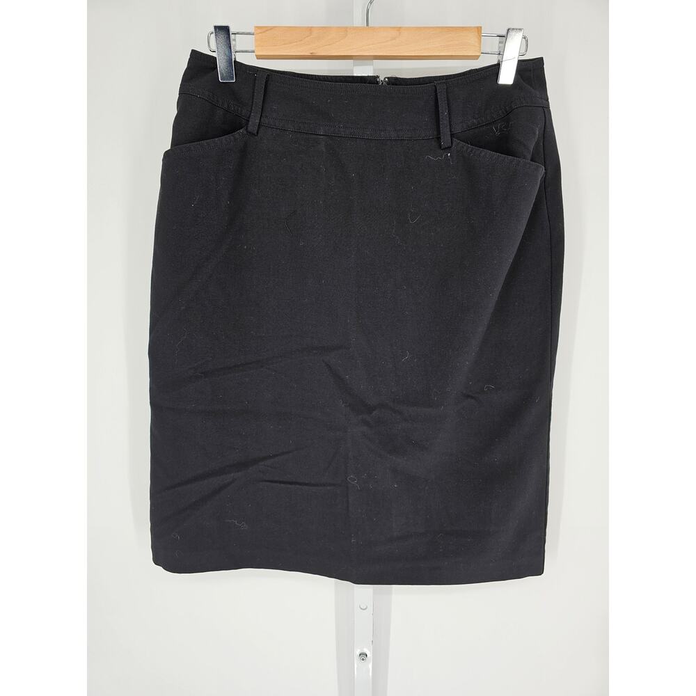 Investments Women's Black Polyester Blend Chino Knee Length Skirt Size 10